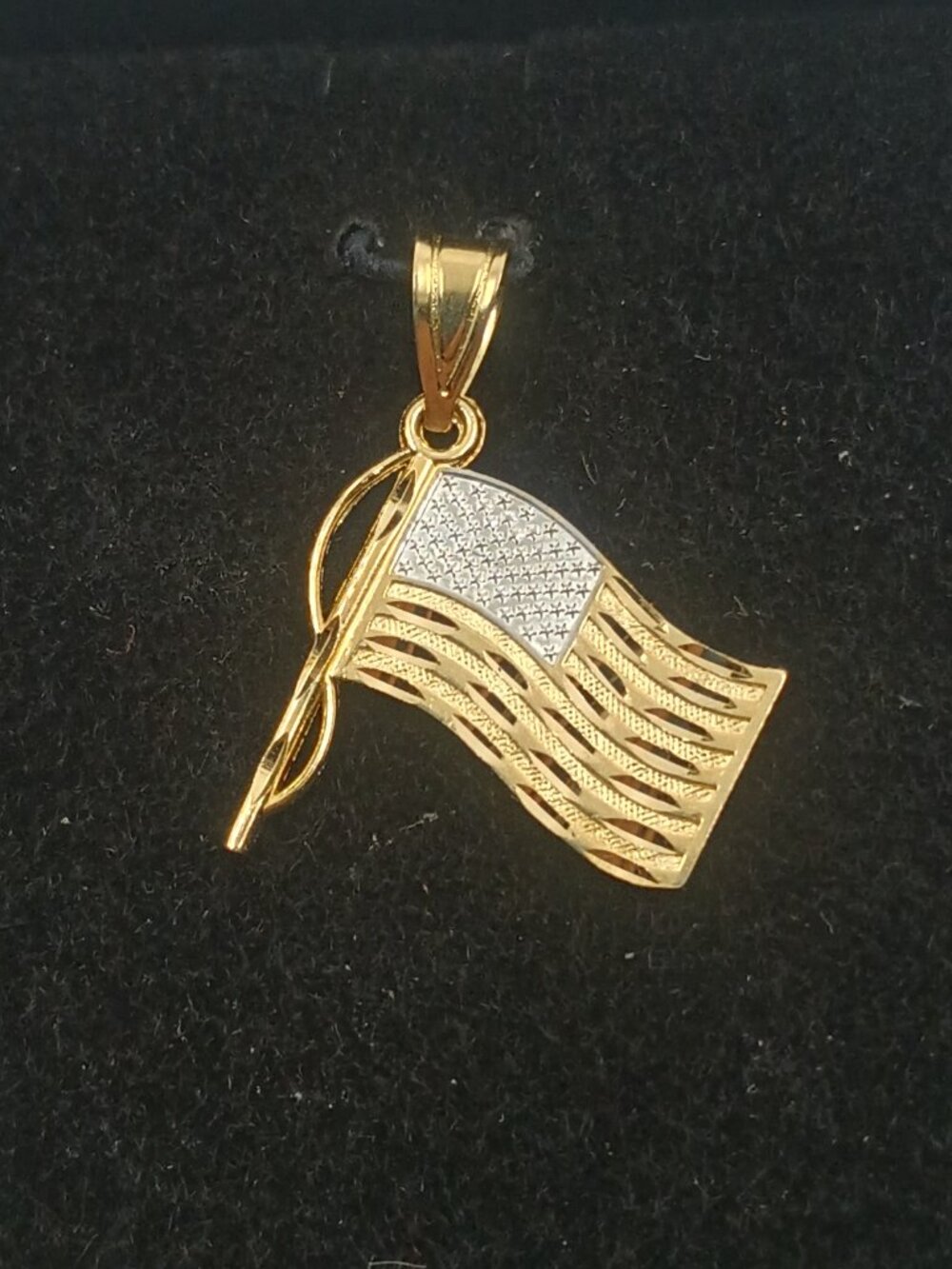 Vintage 14K Gold American Flag Pendant -Michael Anthony